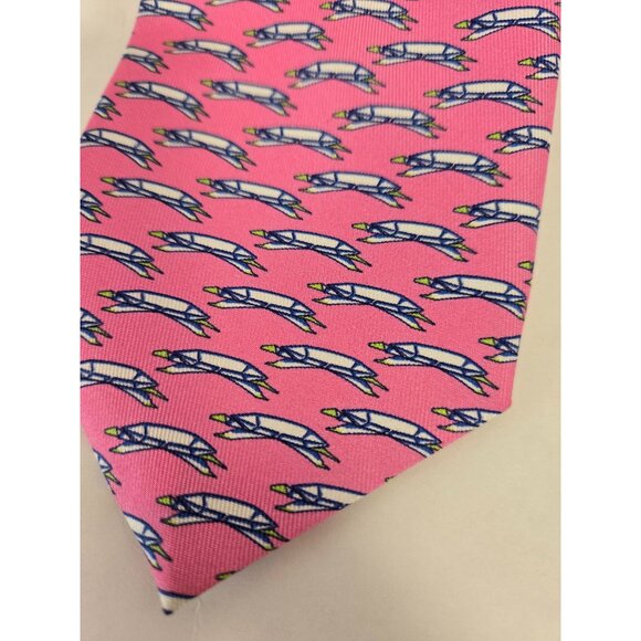 Robert Jensen Bench Made 100% Silk Tie Pink With Turtles 58in L 3.5in W Preppy - Picture 2 of 5